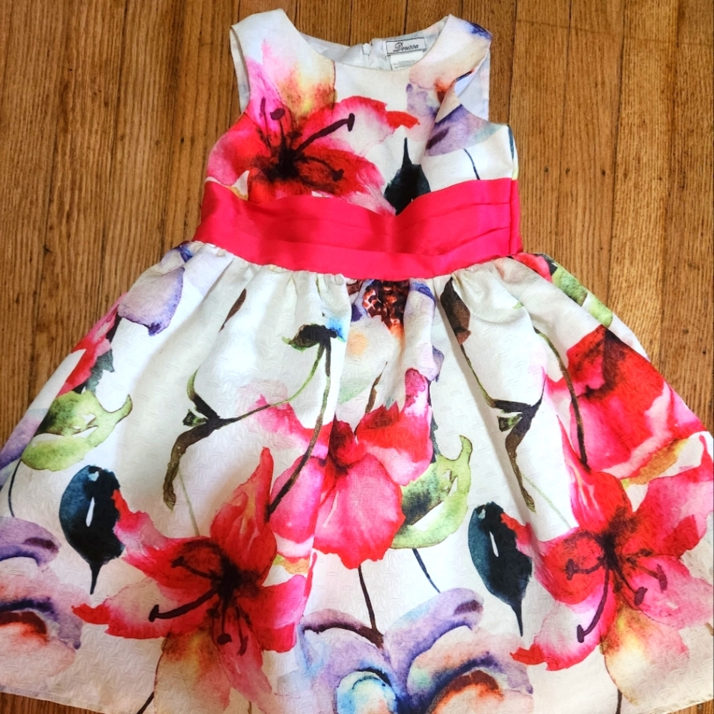 Dorissa beautiful little girls 100% polyester, sleeveless, floral print dress